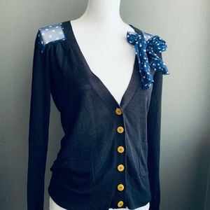 Anthropologie Navy Blue Silk Linen Scarf Cardigan